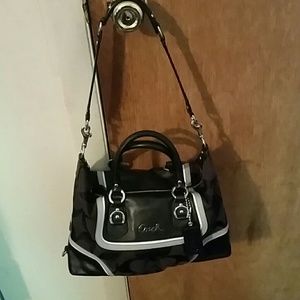 'RARE COACH  BLACK/GREY/WHITE SATCHEL